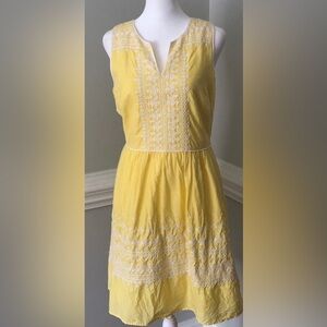 Vineyard Vines Buttercup Yellow Embroidered Sundress Scoop Neck Casual
